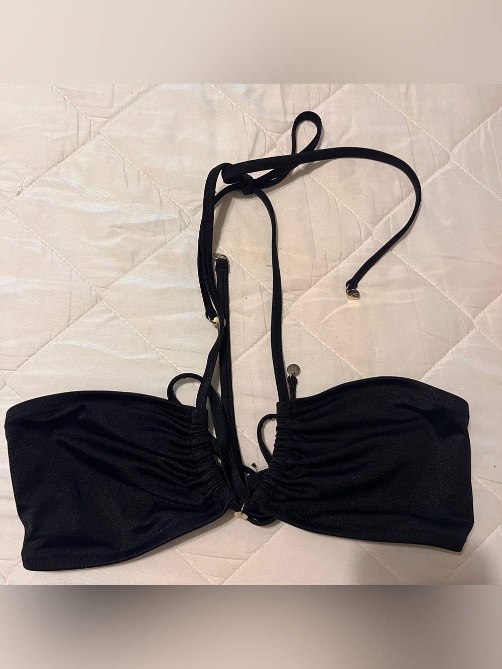 Victoria's Secret Black Bikini Top Large Strapless criss cross multiway